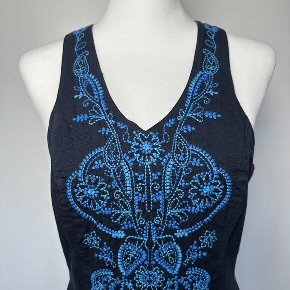 FREE PEOPLE navy embroidered dress size medium - Picture 2 of 6